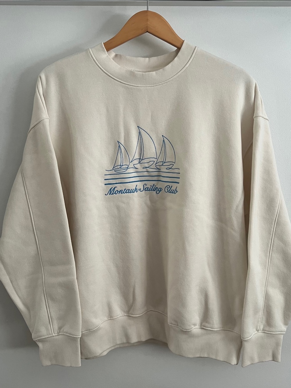 wild fable Cream Crewneck with Blue Sailing Graphic